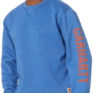 Carhartt Men's Loose Fit Midweight Crewneck Logo Sleeve Graphic Sweatshirt-L